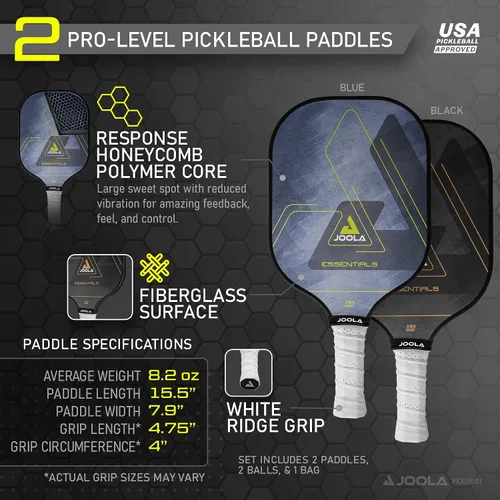 Miniatura 4 de JOOLA Pickleball Paddles & Sets - Includes 2 Rackets, 2–4 Balls, and Storage Carry Bag - USAP Approved Set Essentials