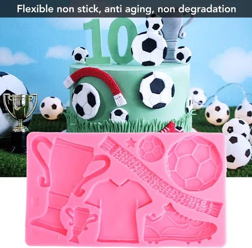 Miniatura 5 de Topyond Molde de chocolate para fútbol, mini Copa del Mundo de Fútbol, moldes de silicona para pastel temático, moldes de fondant de silicona