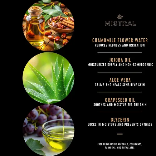 Miniatura 3 de Mistral Bálsamo para después del afeitado, ginebra salada - 3.4 onzas líquidas Hidratante para después del afeitado para hombres con aloe y aceite