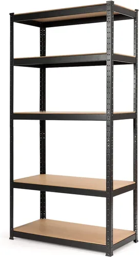 Giantex Storage Shelving Rack Utility Shelf 5-Tier Heavy Duty 2750LBS Garage Shelves Shelving Unit Bolt-Free Assembly Adjustable Shelves Negro