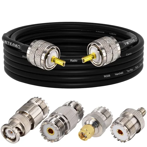 Miniatura 37 de Cable de puente PL259 de 1 pie - Cable coaxial RG58 de 15 pulgadas corto 50 ohmios coaxial para medidor SWR radio de radioaficionado radio CB