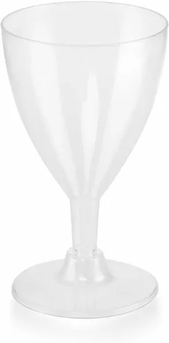 Miniatura 7 de Efavormart - Paquete de 12 copas de vino de plástico transparente de 6 onzas con tallo hueco; elegantes copas desechables de dos piezas con base