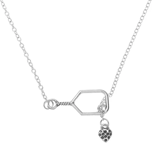 Collar de paleta de pickleball – delicado colgante de oro con dije de corazón – Regalo de joyería para jugadores de pickleball, entrenadores,