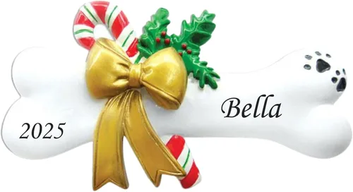 Miniatura 9 de Adorno de Navidad personalizado para perro 2025, hueso de perro con lazo, recuerdo personalizado para mascotas, nuevo adorno para cachorros, primera