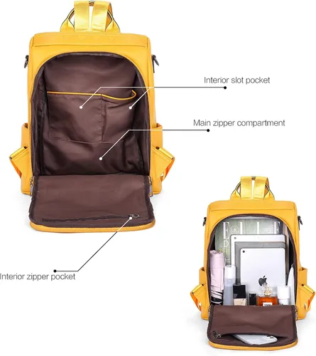 Miniatura 4 de Bromen - Mochila tipo bolso de mano de piel antirrobo para mujer a la moda