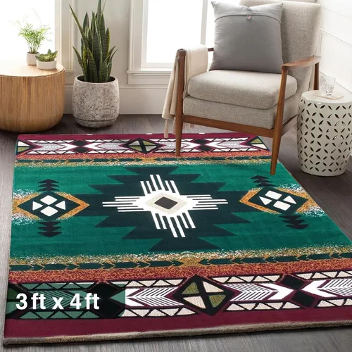 Miniatura 88 de YHSF South West - alfombra estilo nativo americano del suroeste C318 - fácil de limpiar, gruesa, suave, duradera, alfombra inspirada en tribus