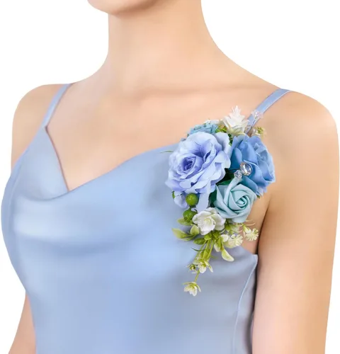 Miniatura 10 de TINGE TIME Ramilletes artificiales de hombro, juego de 2, ramillete floral para madre de la novia para ceremonia de boda, aniversario, cena formal