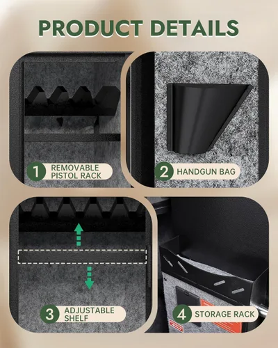 Miniatura 5 de Karini 5 cajas fuertes para rifles Caja fuerte para rifles y pistolas Caja fuerte para rifles de acceso rápido para el hogar Gabinetes de armas