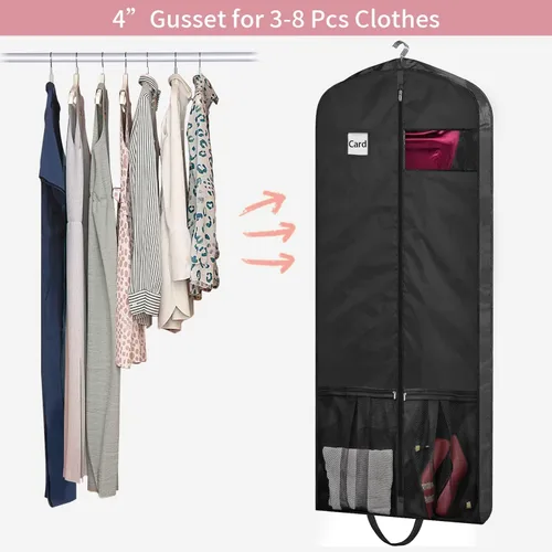 Miniatura 6 de Bolsas de vestir para vestidos largos, bolsas de ropa de 65 pulgadas para colgar ropa, bolsas de vestir para almacenamiento en armario y viajes