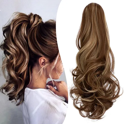 Miniatura 9 de Extensión de cola de caballo con clip de garra, extensiones de cabello ondulado de 18 pulgadas, cola de caballo larga para mujer, extensiones