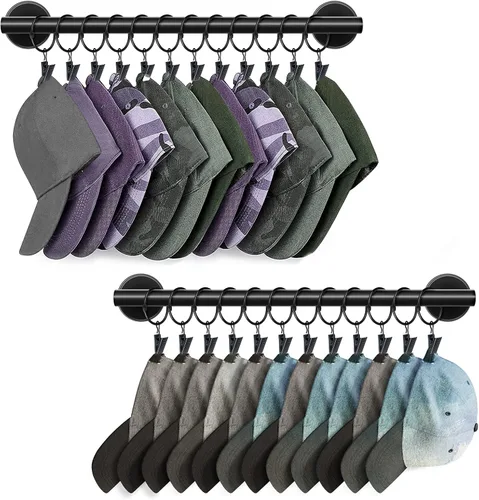 Lunies Perchero para sombreros de pared con 24 ganchos, organizador de sombreros para gorras de béisbol, percha organizadora de gorras, colgador de