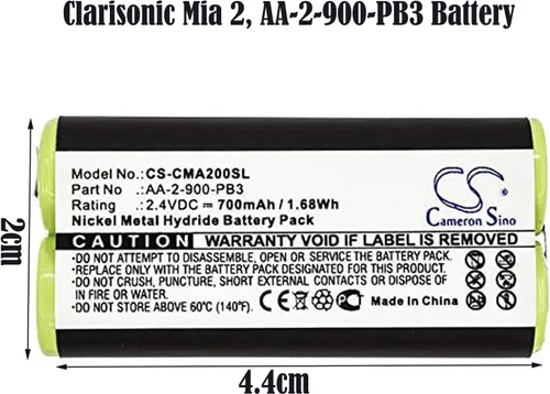 Miniatura 2 de Cameron Sino Batería de repuesto para Clarisonic Mia 2, AA-2-900-PB3 de 2.4 V, 700 mAh / 1.68 Wh