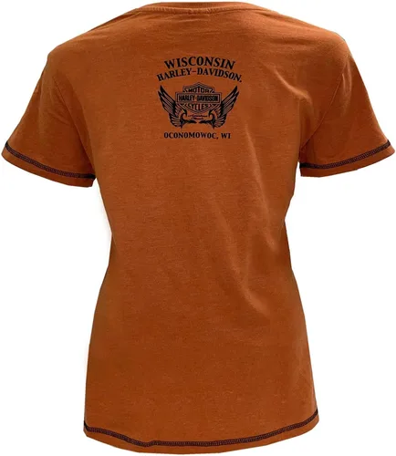 Miniatura 2 de Harley-Davidson - Camiseta de manga corta para mujer, color naranja quemado