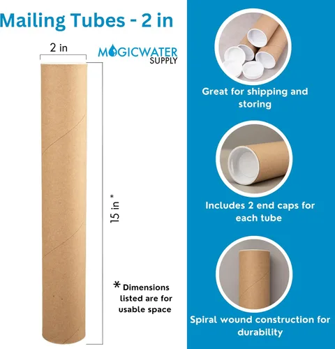 Miniatura 2 de MagicWater Supply Tubo de correo – 2 x 15 pulgadas – Kraft – 1 paquete – para envío y almacenamiento de carteles, artes, manualidades y documentos