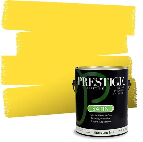 Miniatura 199 de PRESTIGE Pinturas Pintura Exterior e Imprimación En Uno, 1 Galón, Satinado, Pareja Comparable de Benjamin Moore* Amarillo* 320BM-PCM