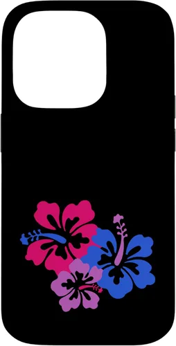 Funda para iPhone 14 Pro Bisexual Bi Pride Sutil Hibiscus Flower Hawaii LGBT LGBTQ