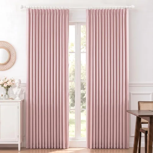 Miniatura 19 de MYSKY HOME Dusty Blue Full Black Out Pinch Pleated Curtains 63 inches Long for Bedroom Linen Textured with Blackout Liners Blue Gray Thermal