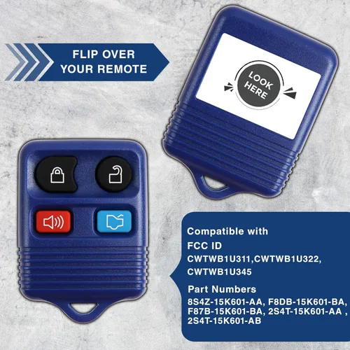 Miniatura 5 de 2 repuestos de apertura con control remoto KeylessOption, 4 botones, llavero remoto, Azul