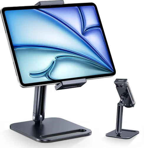 Miniatura 8 de CreaDream Soporte para tablet iPad, soporte de aluminio para tablet con base resistente para escritorio, ángulo totalmente ajustable, compatible