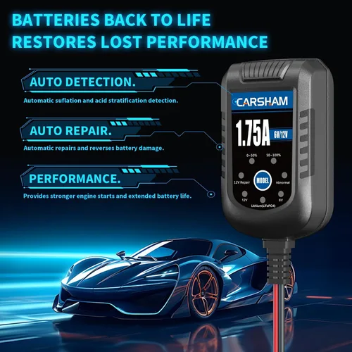 Miniatura 4 de Cargador de batería CARSHAM Trickle de 6 V 12 V, cargador de flotador inteligente, mantenedor automático para automóvil, motocicleta, cortadora