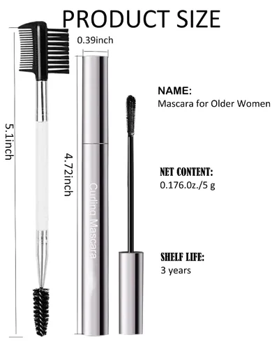 Miniatura 7 de Máscara negra para mujeres mayores 60 Plus, máscara impermeable de volumen y longitud para mujeres maduras con pestañas adelgazantes, sin grumos