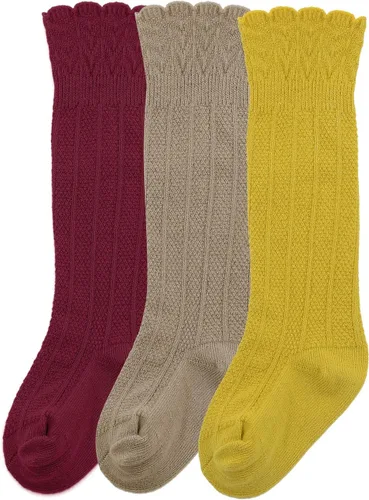 Miniatura 2 de Zando Calcetines altos hasta la rodilla para bebés recién nacidos, calcetines de algodón con volantes, calcetines largos cálidos para niñas y niños