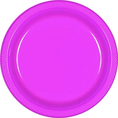 Miniatura 10 de Vibrantes platos redondos de plástico rosa, 10 pulgadas (paquete de 20), diseño de calidad premium, ideales para cualquier evento o fiesta