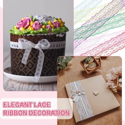 Miniatura 6 de MECCANIXITY 8 Yard Lace Trim Ribbon, 0.9 Inch Wide Vintage Floral Pattern Crochet Lace Edge Ribbon Trimming for DIY Sewing Crafts Gift Wrap Wedding