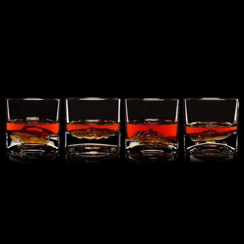 Miniatura 4 de LIITON Juego de 4 vasos de whisky para el Día del Padre, American Peaks, de cristal grueso y pesado 3D, copas de cóctel y bourbon de montaña