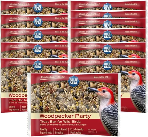 Blue Seal Woodpecker - Barras de golosinas de sebo para aves silvestres, alimento para pájaros carpinteros, cardenales, gorriones y más, 8 onzas