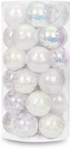 Miniatura 17 de 24 unidades - Adornos de bolas de Navidad colgantes de plástico transparente inastillable con bolas delicadas decorativas (2.36"/60mm, negro)