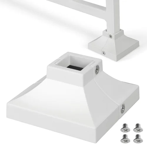 Miniatura 13 de 1 pieza Base de poste de cubierta de 2,5 cm de aluminio, falda de poste, pasamanos, escalera, base de barandilla de terraza y porche (negro)