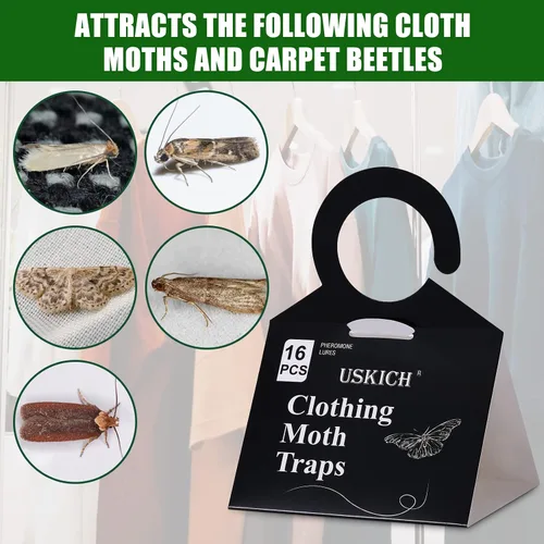 Miniatura 4 de USKICH Trampas para polillas de ropa con feromonas de fuerza Trampa de pegamento adhesivo para armarios y polillas de alfombra Trampas