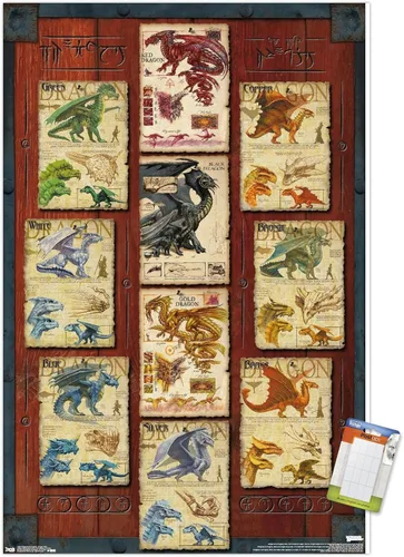 Miniatura 17 de Trends International Dungeons and Dragons - Póster de pared con cuadrícula de dragón, 22.4L x 14.7W, versión con marco de madera tipo granero