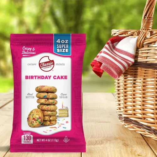 Miniatura 7 de Classic Cookie, Mini galletas crujientes, pastel de cumpleaños, bolsas de 4 onzas, 24 bolsas