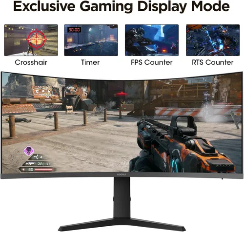 Miniatura 12 de KOORUI Monitor de juegos curvo ultraancho WQHD 3440×1440 de 34 pulgadas, 180Hz 1000R- PIP/PBP, 1ms(MPRT), HDR400, DCI-P3 95%, FreeSync Premium, 1 x