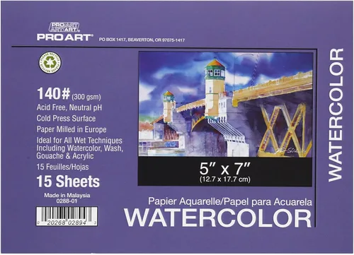 Miniatura 11 de Pro Art Bloc de acuarela de 12 x 16 AF 140 libras, 15 unidades, papel de acuarela, cuaderno de bocetos, papel de color de agua, bloc de papel