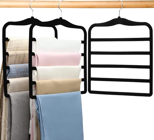 Miniatura 10 de Perchas para pantalones que ahorran espacio, organización y almacenamiento para dormitorios, artículos esenciales para estudiantes universitarios