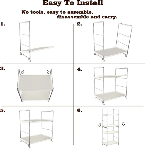 Miniatura 8 de Estante organizador apilable independiente de plástico/metal, estante de almacenamiento de encimera de baño, organizador de cosméticos, estante