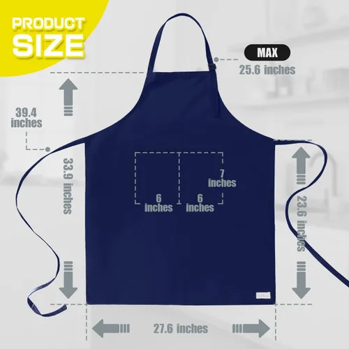 Miniatura 2 de ROTANET - Delantal extra grande para hombres, delantal ajustable con babero con 2 bolsillos, cocina, cocina para mujer, chef, resistente al agua