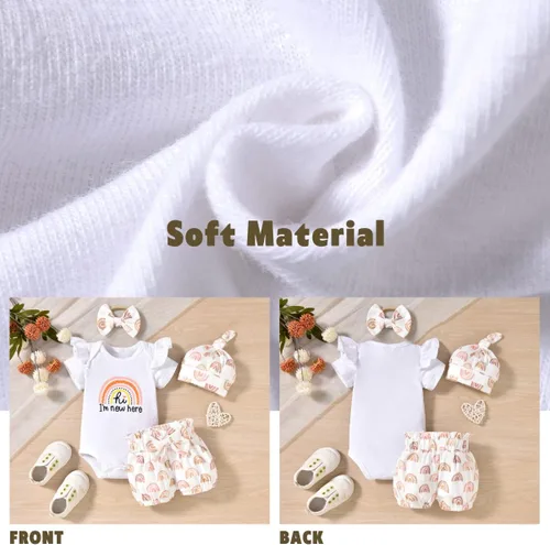 Miniatura 33 de Aalizzwell Conjunto de pantalones cortos para bebé recién nacido para el verano