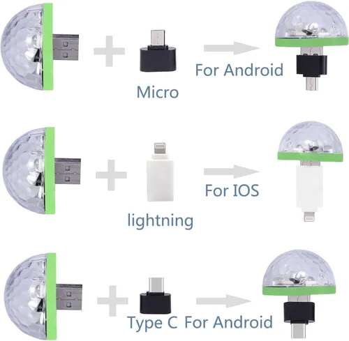 Miniatura 5 de Luces USB para fiesta, mini bola de discoteca, pequeña bola mágica, control de sonido, luz de escenario de DJ, lámpara estroboscópica RGB colorida
