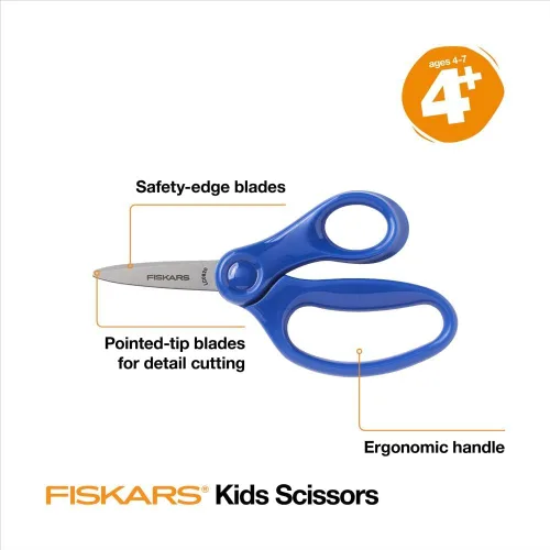 Miniatura 3 de Fiskars Tijeras de punta puntiaguda de 5 pulgadas para niños de 4 a 7 años - Tijeras para la escuela o manualidades - Suministros de regreso a