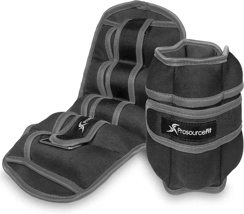 ProsourceFit Ankle/Wrist and Arm/Leg Weights Set of 2, Adjustable Strap 1 lb-5 lb, Adjustable Weight 15 lb, 10 lb, 7 lb for Men and Women Gris Adj