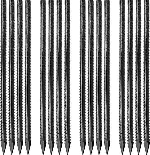 Besitu - Estacas de refuerzo de 16 pulgadas (paquete de 16), estacas de metal resistente para madera, hormigón, plantas de jardín, estacas de acero