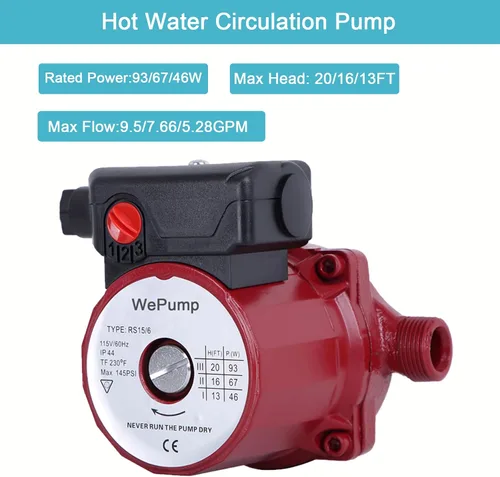 Miniatura 2 de NPT 3/4 '' Bomba de circulación de agua caliente doméstica 93W Bomba de recirculación para cabezal de ducha (RS15-6R)