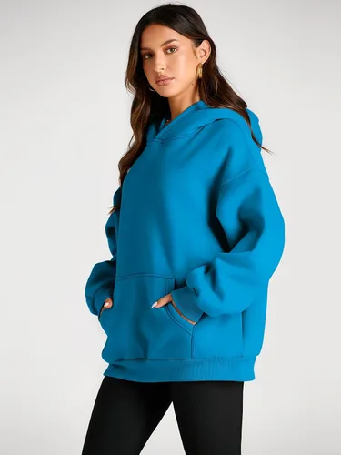 Miniatura 223 de Trendy Queen - Sudaderas extragrandes con capucha para mujer, suéteres de manga larga, sin botones, de vellón, de otoño, ropa de invierno