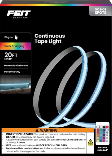 Miniatura 12 de Feit Electric Cinta de Luz LED de 16 pies, Regulable, Enchufable/Cableado Directo, Tiras de Luz LED Ultradelgadas para el Hogar, 2950 Lúmenes, 3000K