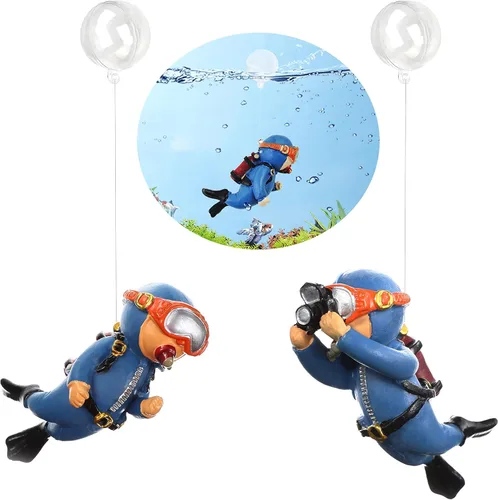 Miniatura 9 de Paquete de 2 Decoraciones Lindas de Buceador Pequeño para Acuario, Decoración de Acuario, Accesorios Flotantes para Acuario, Juguete para Peces
