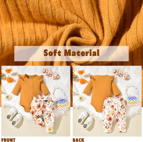 Miniatura 51 de Aalizzwell Conjunto de mameluco acanalado para bebé recién nacido prematuro para otoño e invierno